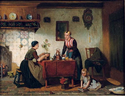 Sipke Kool : Interior in the North of Holland: tea-time