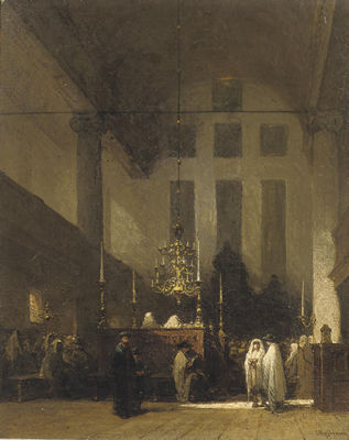 Johannes Bosboom : The Portuguese Synagogue, Amsterdam: in the Esnoga