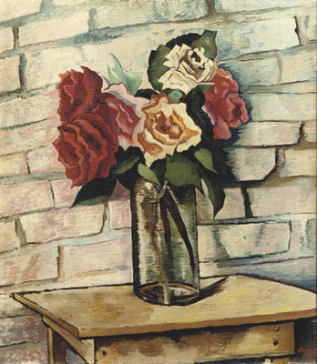 Charley Annie Caroline Toorop : A still life with roses in a glass vase