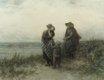 Elchanon Leonardus Verveer : Fisherwomen waiting in the dunes