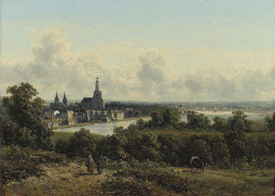 Johannes Josephus Destree : Gezicht op Arnhem: a panoramic view of Arnhem