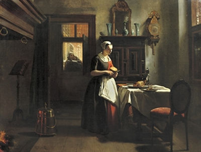 Hubertus Van Hove : An Amsterdam orphan girl preparing supper