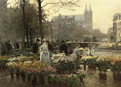 Hans Herrmann : Selling Flowers on the Flower Market, Amsterdam