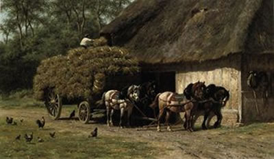 William Carel (Karel) Nakken : Unloading the haycart