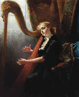 Therese Schwartze : Playing the harp