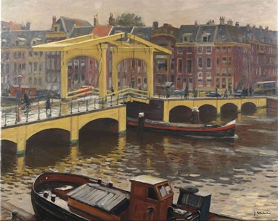 Joop Stierhout : A view of the Magere Brug, Amsterdam