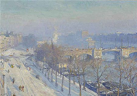 Hendrik Jan Wolter : A view of the river Amstel in winter, seen from the artist's studio, Amsterdam