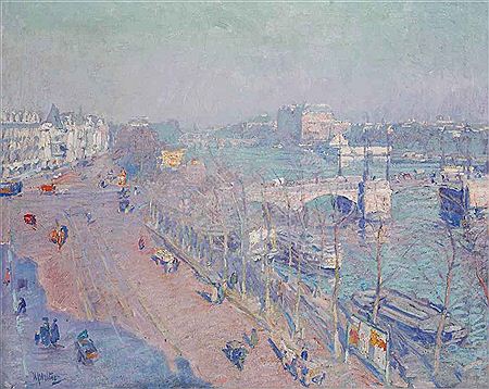 Hendrik Jan Wolter : Early morning at the river Amstel seen from the artist's studio, Amsterdam