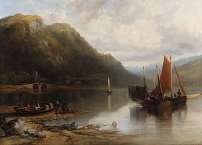 Edmund Thornton Crawford : Fishing boats, Loch Fyne