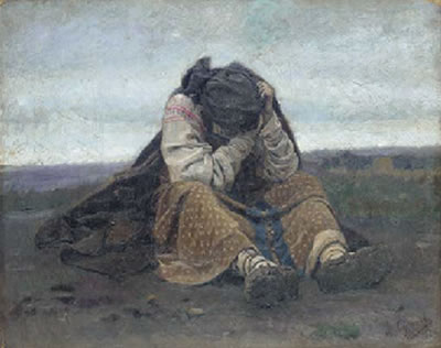 Vasilii Ivanovich (Vasily) Surikov : Study of a Strelets' wife for the painting 'The morning of the Streltsi's execution'