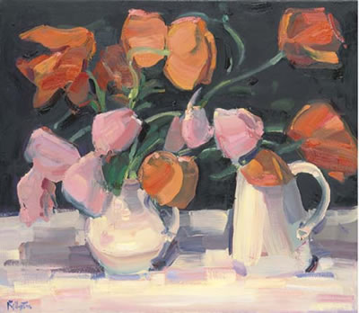 James Fullarton : Poppies in a white jug