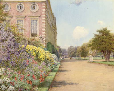 Ernest Arthur Rowe : Herbaceous border, Hampton Court Palace