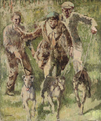 William Conor : Exercising Greyhounds