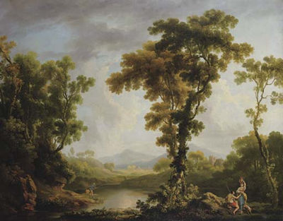 George Barret Sr : An Italianate Wooded River Landscape