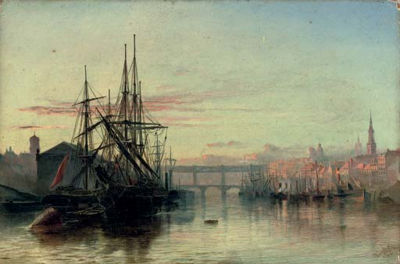 Robert Jobling : The River Tyne, Newcastle: Sunset