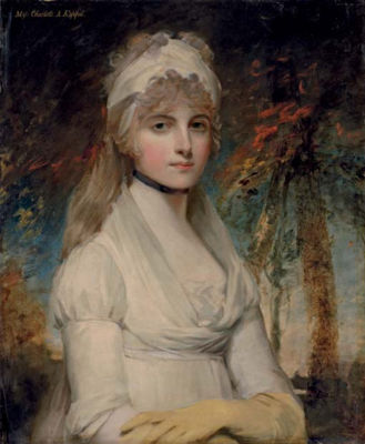 John Hoppner : Portrait of Charlotte Keppel (1771-1852), half-length, in a white dress