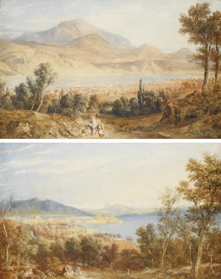 Hugh William (Grecian) Williams : View of the Town and Citadel of Corfu from Ascension; and View of the Town and Harbour, Argostoli, Kefalonia (a pair)