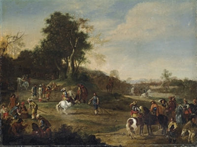 Lambert de Hondt : Cavalrymen in a landscape