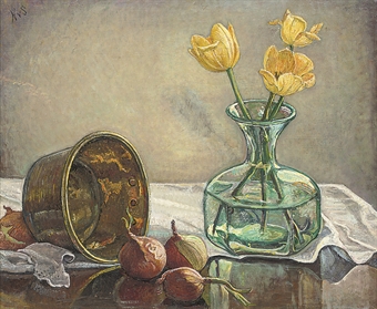 Hilda Van Stockum Marlin : Still life with onions