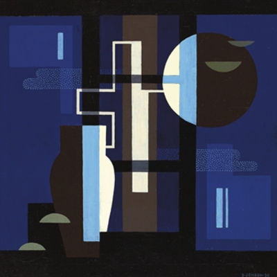 Sven Jonson : Kors mot Blatt - Plankomposition 8 (Cross against blue - Composition 8)