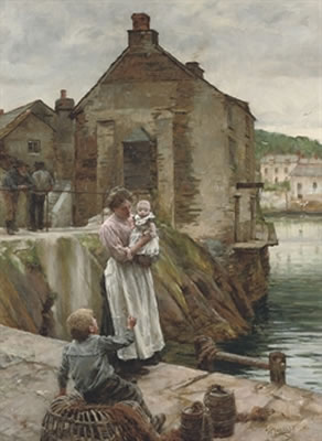 Walter Langley : On the Quay, Newlyn