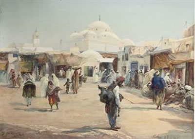 Bruno Richter : Streetlife near the Great Mosque, Tunis