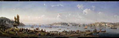 Carlo Bossoli : A panorama of Constantinople from Uskudar