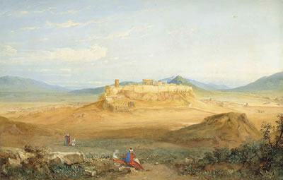 Hugh William (Grecian) Williams : An extensive view of the Acropolis and Athens, Greece, with the Herodeion Atticon below