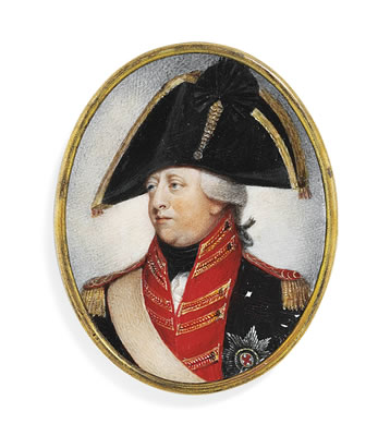 Richard Collins : King George III (1738-1820), in blue and red General's uniform ('The Blues')