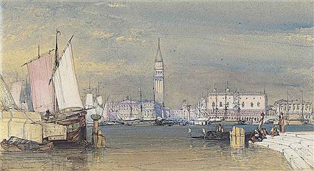 William Callow : Venice, the Bacino, looking towards the Doge's Palace and the Piazzetta San Marco