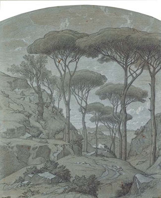 François Édouard Bertin : Des pins parasols près de Sorrente