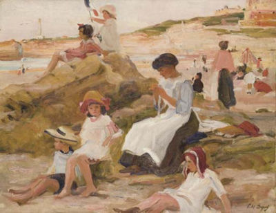 Paul Michel Dupuy : Enfants jouant sur la plage de Biarritz