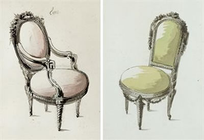 Jean Charles Delafosse : Un fauteuil et une chaise à la reine d'époque Louis XVI (pair)