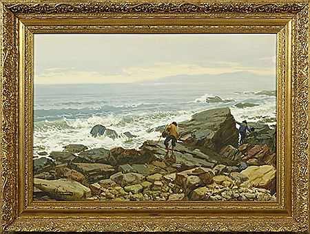 Miguel Acevedo : Rocky Coast with Fishermen