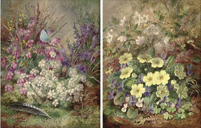 Albert Durer Lucas : Primroses; and Heather (a pair)