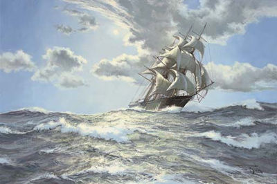 James Joseph Brereton : Speeding Home, the Black Prince in Full Sail