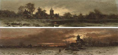 Friedrich Joseph Nicolai Heydendahl : Skaters at dusk; and The road home (2)