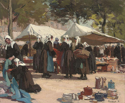 Paul Esbach : Market day in Brittany