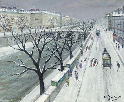 Willy Rochat James : La Seine sous la neige au Pont Marie