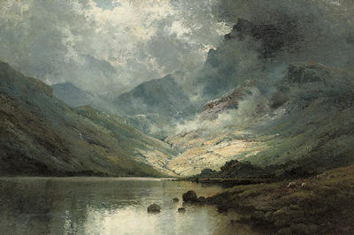 Alfred Fontville De Breanski Jr : Sunshine and shadow, Wastwater, Cumbria