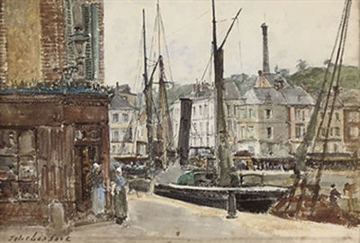 Jules Lessore : The harbour at Honfleur, Normandy