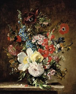 Stuart Scott Somerville : Summer flowers in a glass vase