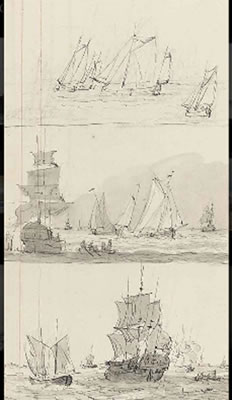 Gerrit Groenewegen : Three studies of Dutch shipping (recto) and (verso)