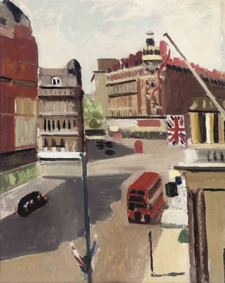 Adrian Daintrey : Knightsbridge from the Royal Thames Yacht Club