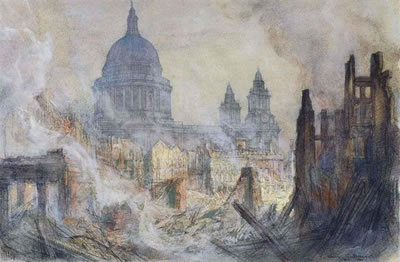 Henry Charles Brewer : The aftermath of the blitz, St. Paul's Cathedral