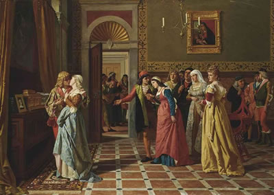 Antonio Ermolao Paoletti : Bassanio winning the heart of Portia, The Merchant of Venice