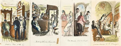 Edward Jeffrey Irving Ardizzone : Four illustrations of pub interiors (all illustrated)