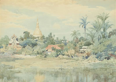 Robert George Talbot Kelly : Ascent to the Shwe Dagon; and The Shwe Dagon from the Bahan Tank