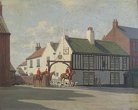 Walter Goodin : Setting Off from the Star, huntsmen and hounds leaving the Old Star Inn, Bridlington