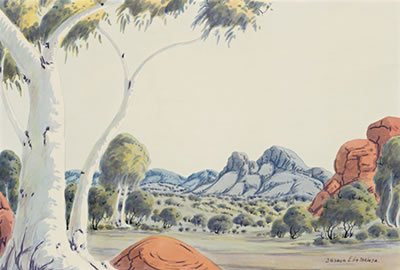 Joshua Ebatarinja : Central Australian Landscape, c1960